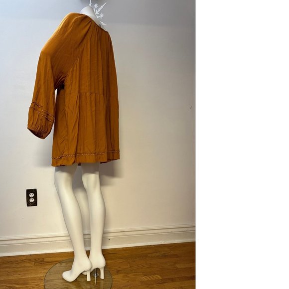 🎃 Old Navy PLUS SIZE 4X Tall Mustard Yellow Orange Dress Top Blouse Tunic Lace - Picture 3 of 5